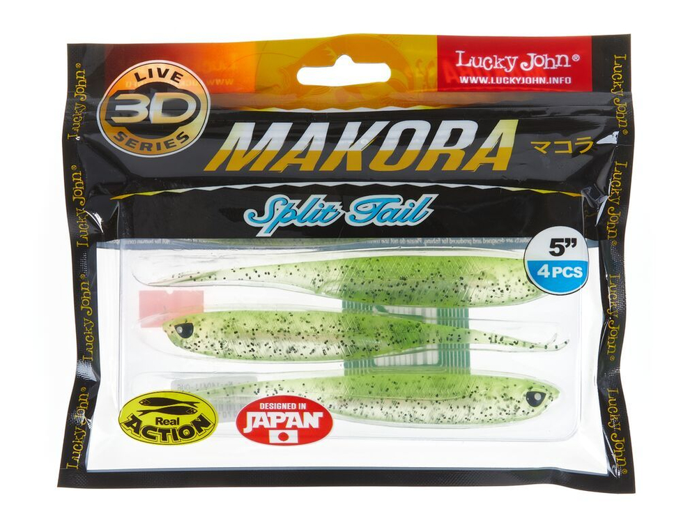 Виброхвост LJ 3D Series Makora Split Tail 5.0in (12,7 см), цвет 006, 4 шт.