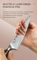 Кухонный нож Hezhen X02M Utility нож 5 дюймов клинок 67 Layers Damascus рукоять микарта, длина лезвия 13,5 см