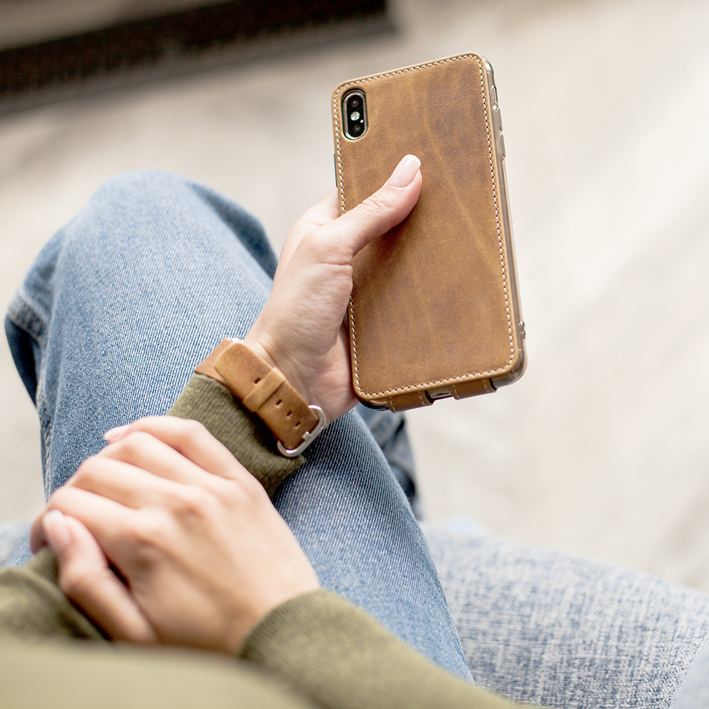 Чехол для iPhone Xs Max из натуральной кожи теленка, цвета винтаж