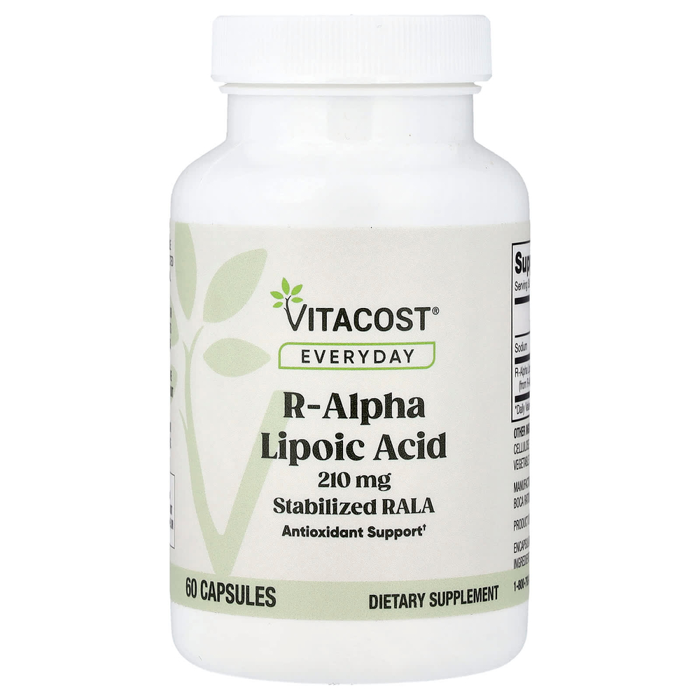 Vitacost, R-альфа-липоевая кислота, 210 мг, 60 капсул