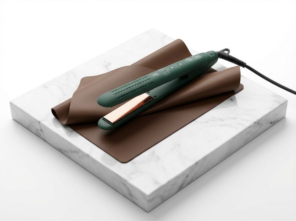 Профессиональный утюжок для волос с воздушным обдувом и Термо-коврик Stavver XL цвет шоколадный