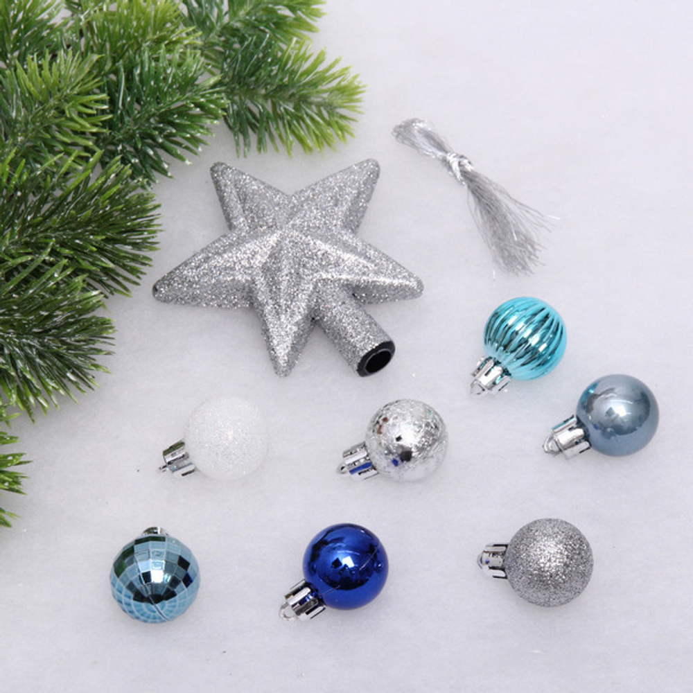 Набор ёлочных украшений «Brilliant pirouette» 30 предметов, Голубой/Синий/Серебро