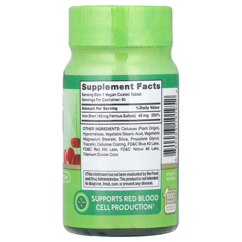 Nature's Truth, Железо, медленное высвобождение, 45 мг, 60 таблеток, покрытых оболочкой