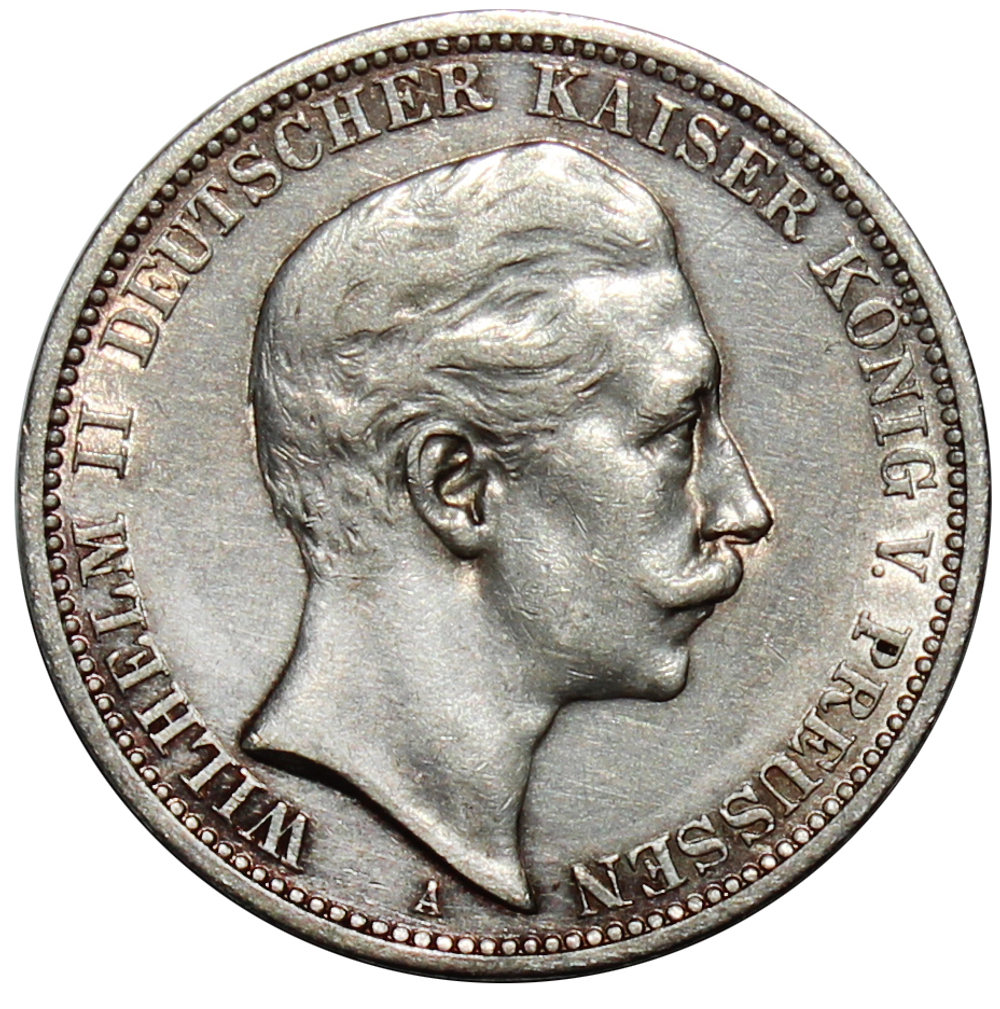 3 марки 1908 год. Вильгельм II. Германия. XF-