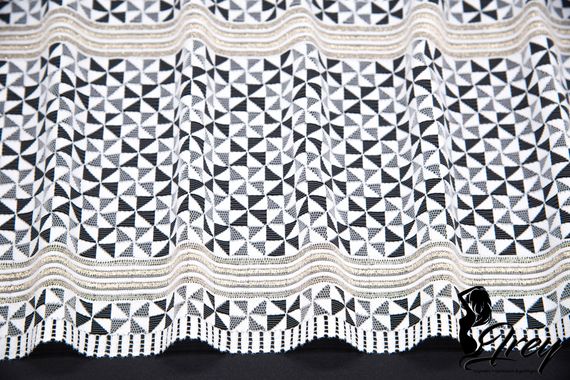 260 ОПТ Кружево эластичное 19,5 см, Италия, белый/черный