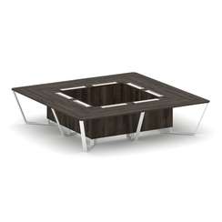 Steel Meet Стол переговорный квадратный KDK-PR.B.SP-16K Дуб Мали/Металл Белый 3200*3200*750