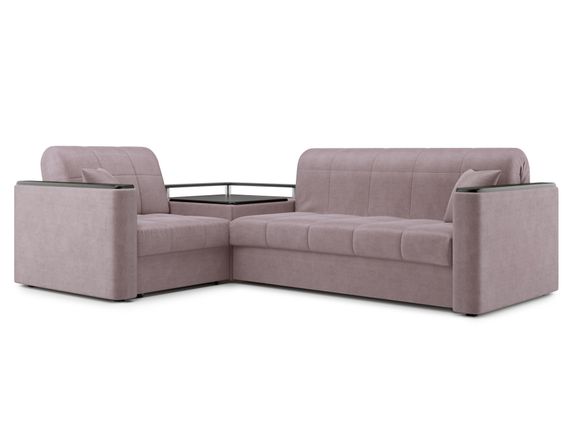 Диван угловой с Баром Неаполь 1,2 - Velutto 22 коричневый/ коричневая накладка