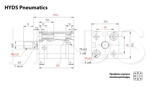 ADN-25-255-A-P-A Пневмоцилиндр