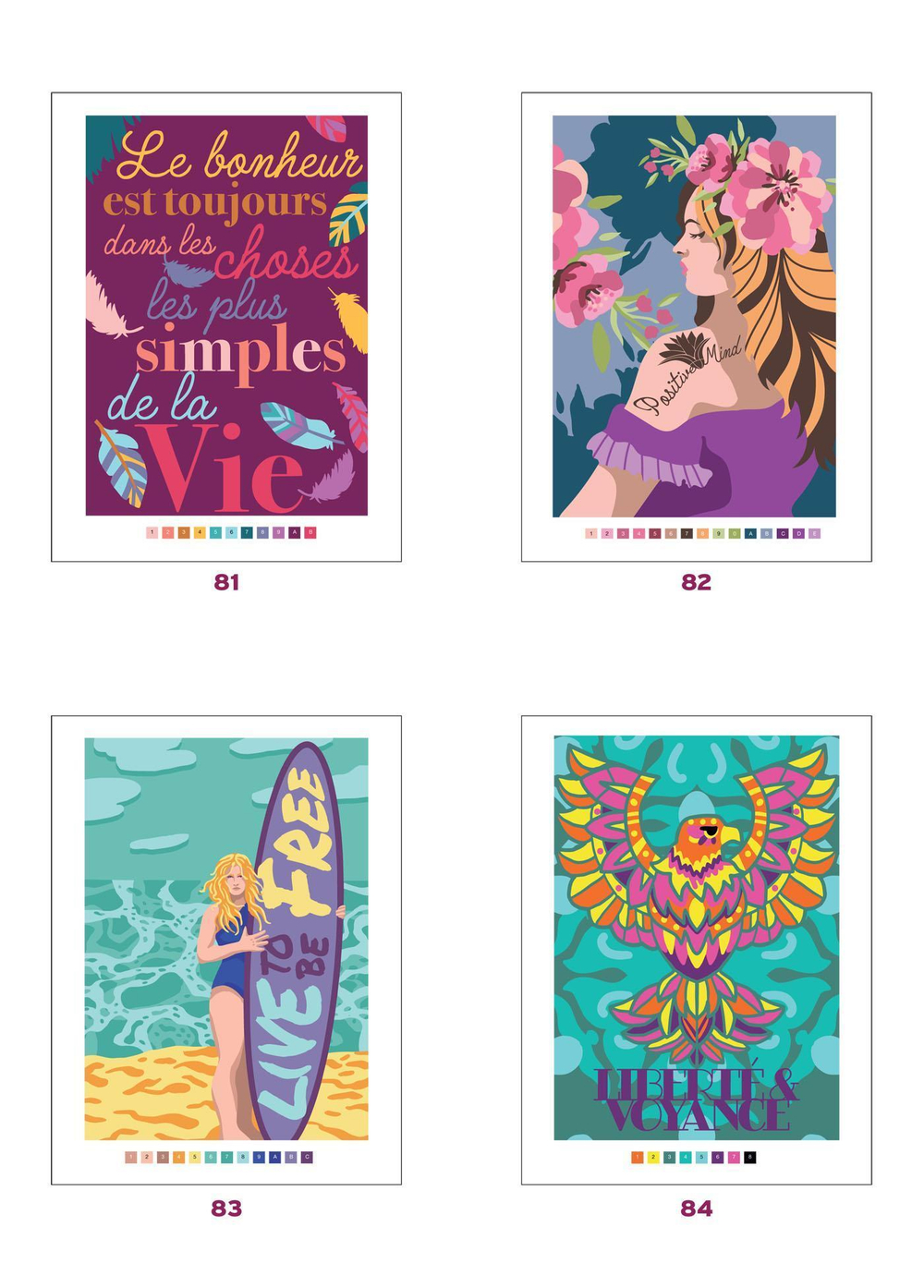 Hachette  раскраска по номерам  Coloriages mystères - Pensées positives