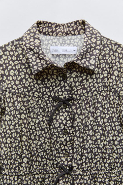 ZARA ПЛАТЬЕ-РУБАШКА С ЛЕОПАРДОВЫМ ПРИНТОМ, АНТРАЦИТОВО-СЕРЫЙ