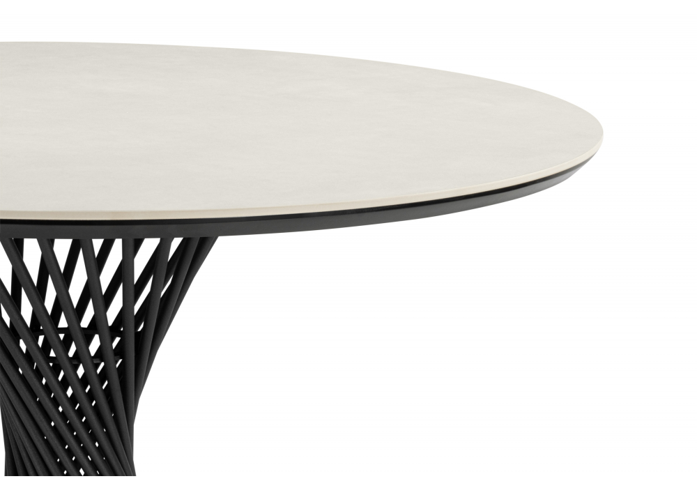 Керамический стол Woodville Вивиен 90 carmen light grey, черный