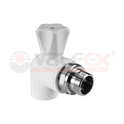 Кран шаровый полипропиленовый для радиатора 25*3/4 угловой Valfex