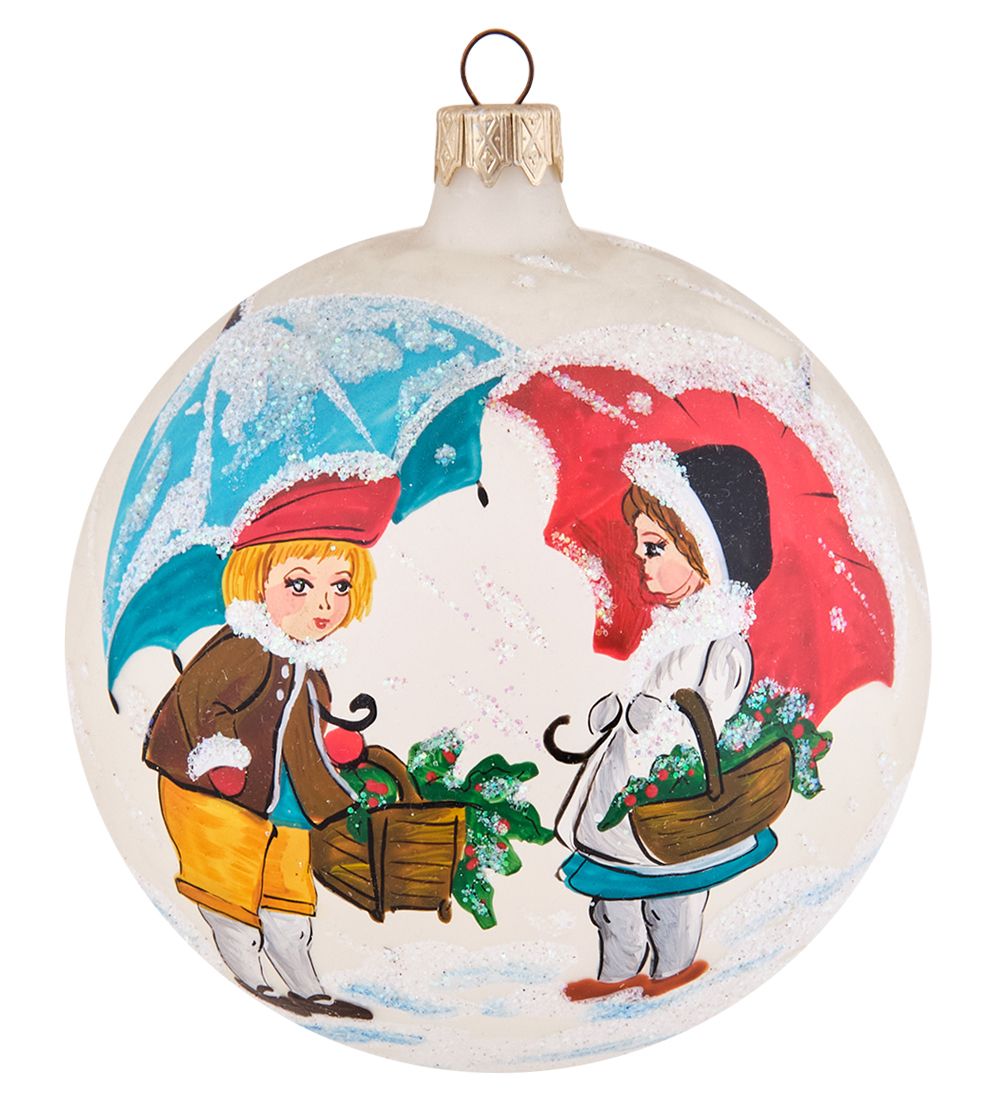 Элита НФШ-1671 Ел.украшение Шар «Дети с зонтиком» 100 мм