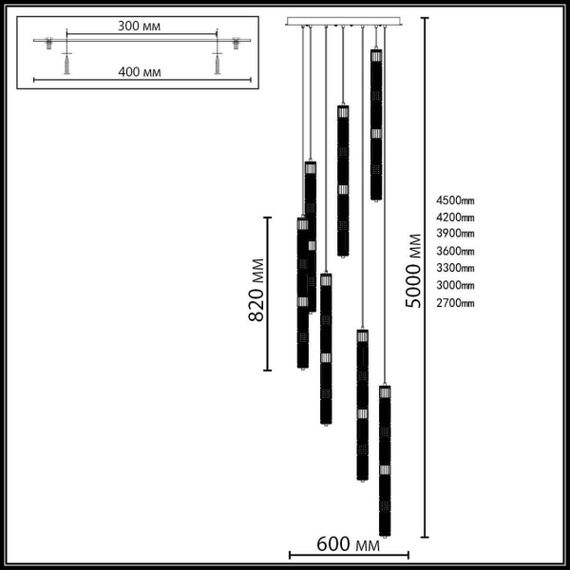 Каскадная люстра Odeon Light Collier L-Vision 5456/210L