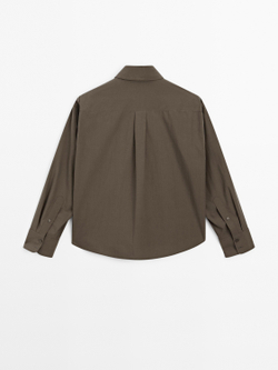 Massimo Dutti Рубашка из 100% хлопка с вышивкой, зеленый