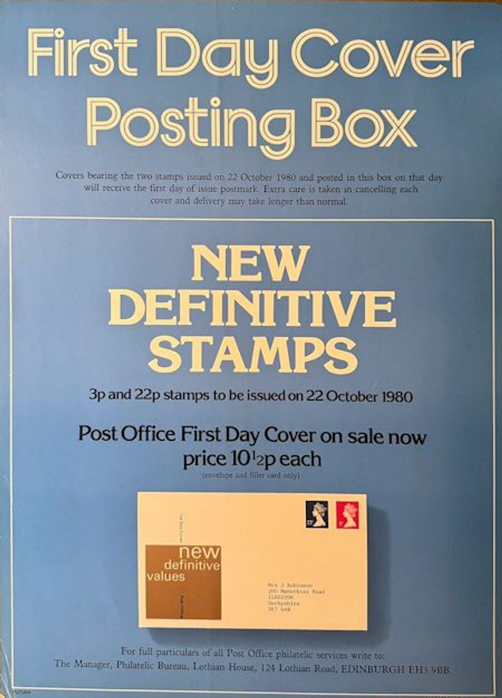 Конверт Первого дня Великобритании от 22 октября 1980 года с двумя марками и спецгашением
