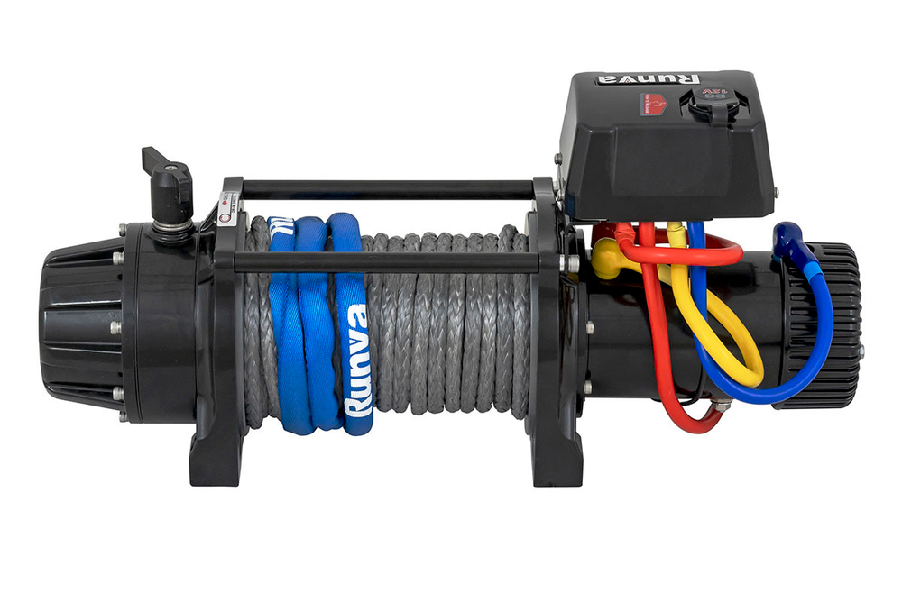 Лебёдка автомобильная электрическая 12V Runva 9500 lbs 4350 кг MAX высокоскоростная, влагозащищенная, синтетический трос