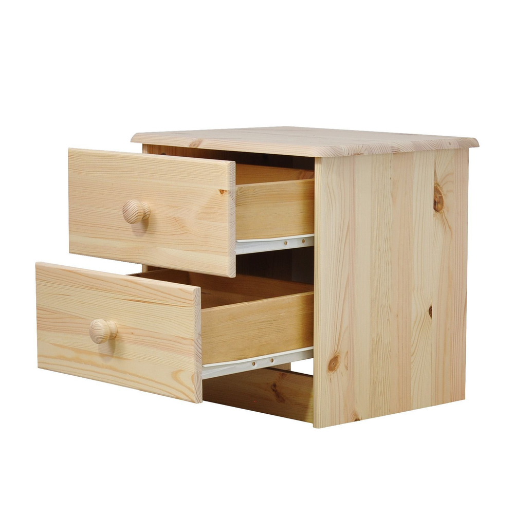 Тумба прикроватная Хаба 2 ящика из массива сосны, лакированная