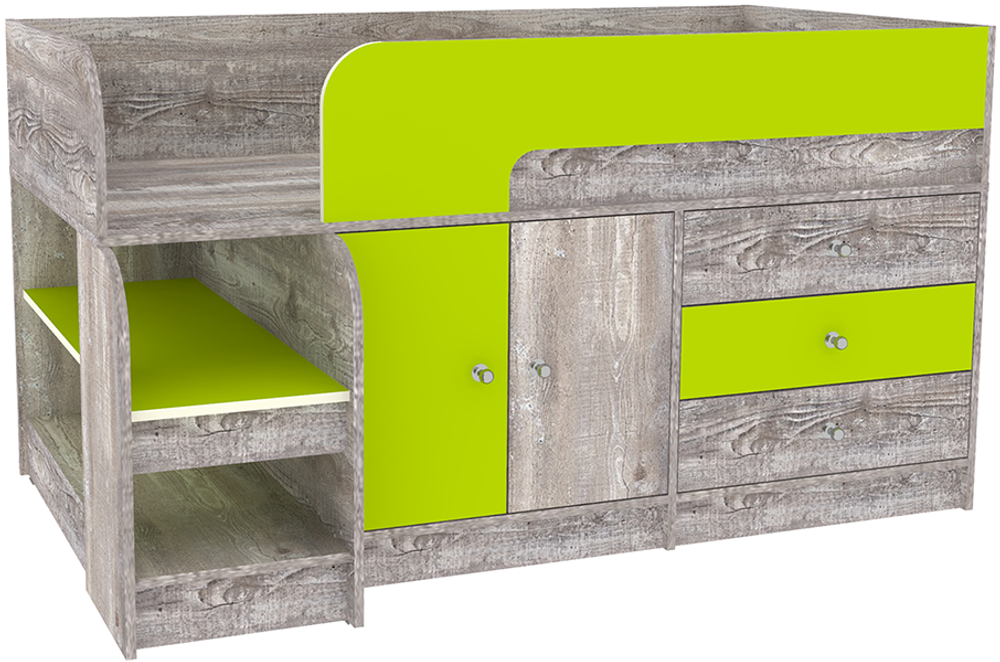 Кровать-чердак КарИВи Астра 9, 1 Бетон Лайм