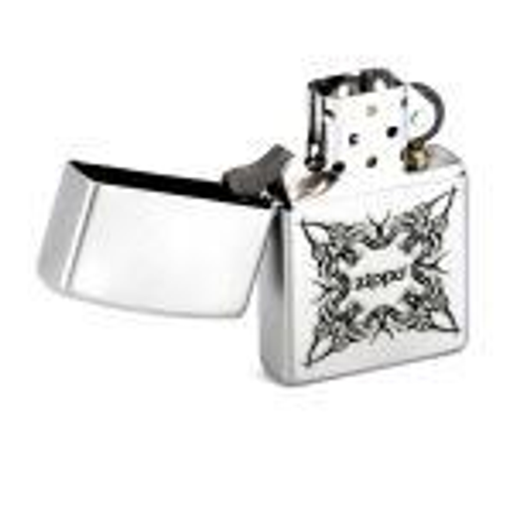 Зажигалка ZIPPO Classic Satin Chrome™ Орнамент в виде татуировки с надписью Zippo ZP-205Tattoo Design