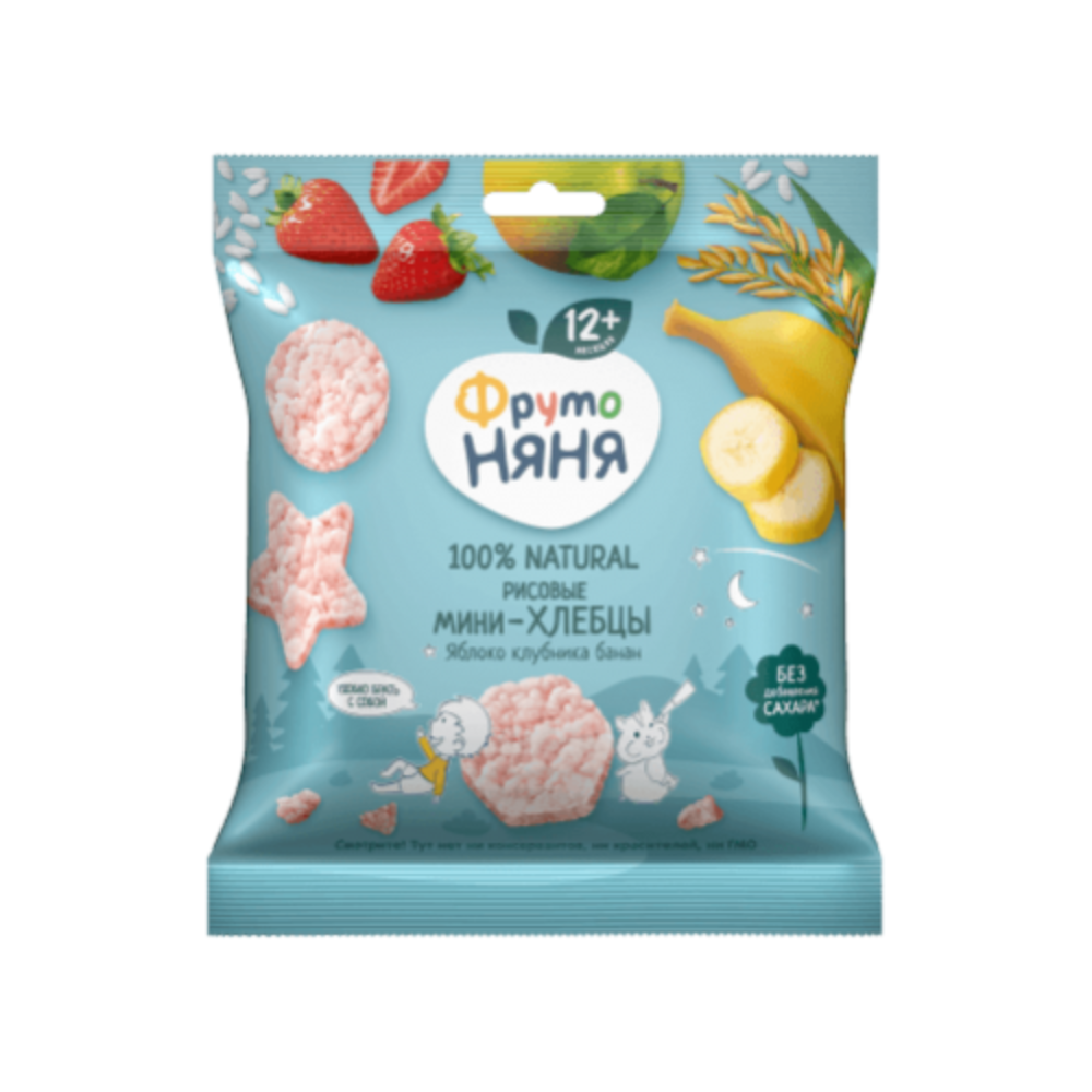 Мини-хлебцы Фруто Няня яблоко,клубника,банан 30 гр