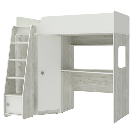 Кровать-чердак КарИВи Л-В603.1 75x175 Винтерберг Белый