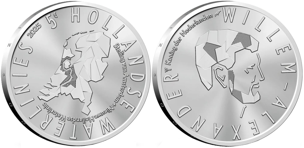 Нидерланды 5 евро, 2025 Объект Всемирного наследия ЮНЕСКО — Голландские линии воды (одна карточка)