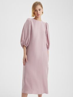 Платье с пышными рукавами цвета пудры