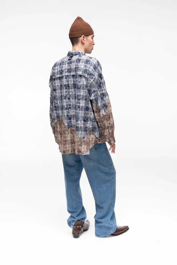 Рубашка Destroy 2.0 сине-коричневая - фото 3