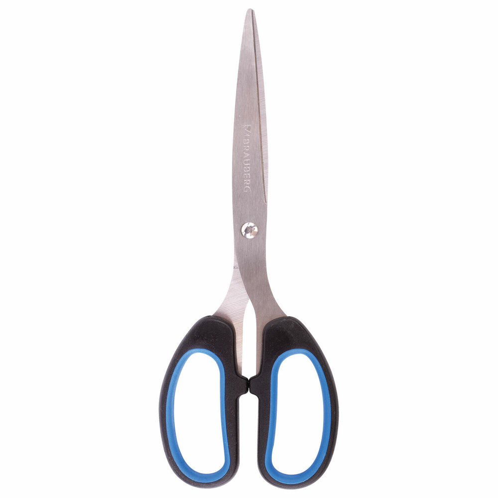 Ножницы BRAUBERG "Classic+" 205 мм черно-синие классической формы резиновые вставки (4 штуки в упаковке)