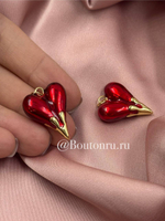 Подвеска "Красное сердце с подтеками" 25х20мм
