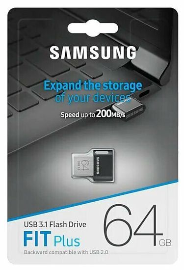 USB Флеш-накопитель Samsung USB Flash Drive Fit Plus 64GB, USB 3.1