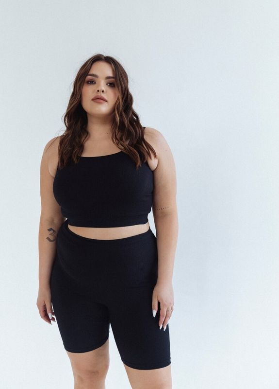 Велосипедки в рубчик, черный