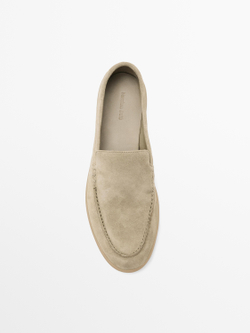 Massimo Dutti Лоферы из натуральной кожи, бежевый