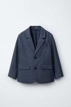 ZARA БЛЕЙЗЕР ИЗ РЕЛЬЕФНОЙ ТКАНИ, ВЫЦВЕТШИЙ СИНИЙ