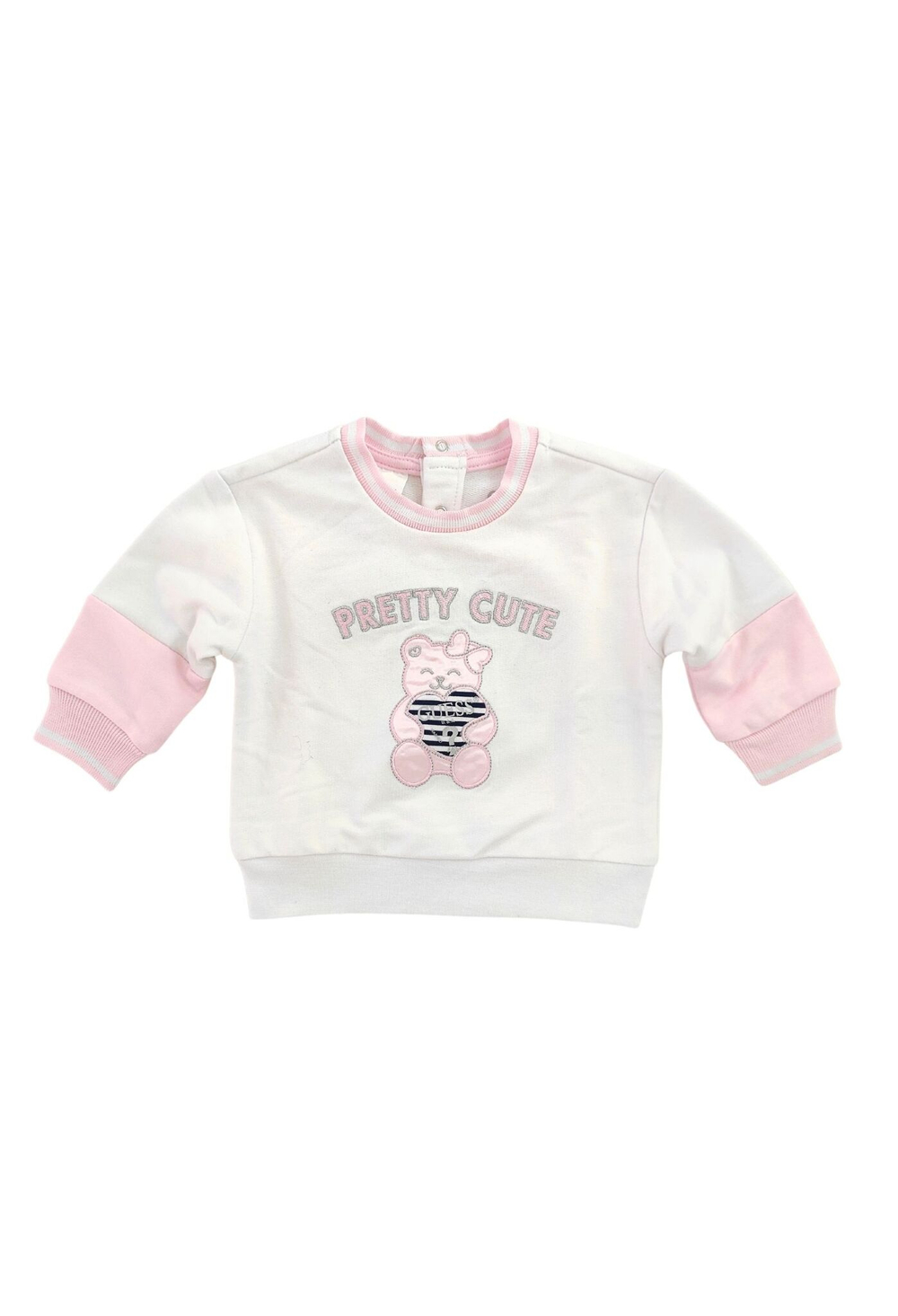 Свитшот GUESS Белый/Розовые вставки/Аппликация: розовый мишка (Девочка)