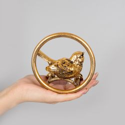 Ручка скоба мебельная Птичка Терра круглая правая Античное серебро