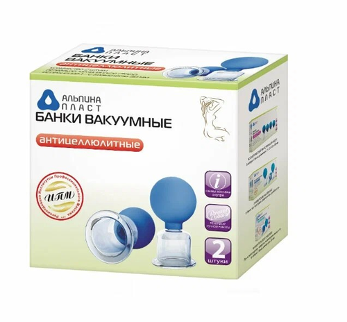 Банки вакуумные полимерно-стеклянные антицеллюлитные сухие Альпина Пласт 2 шт.
