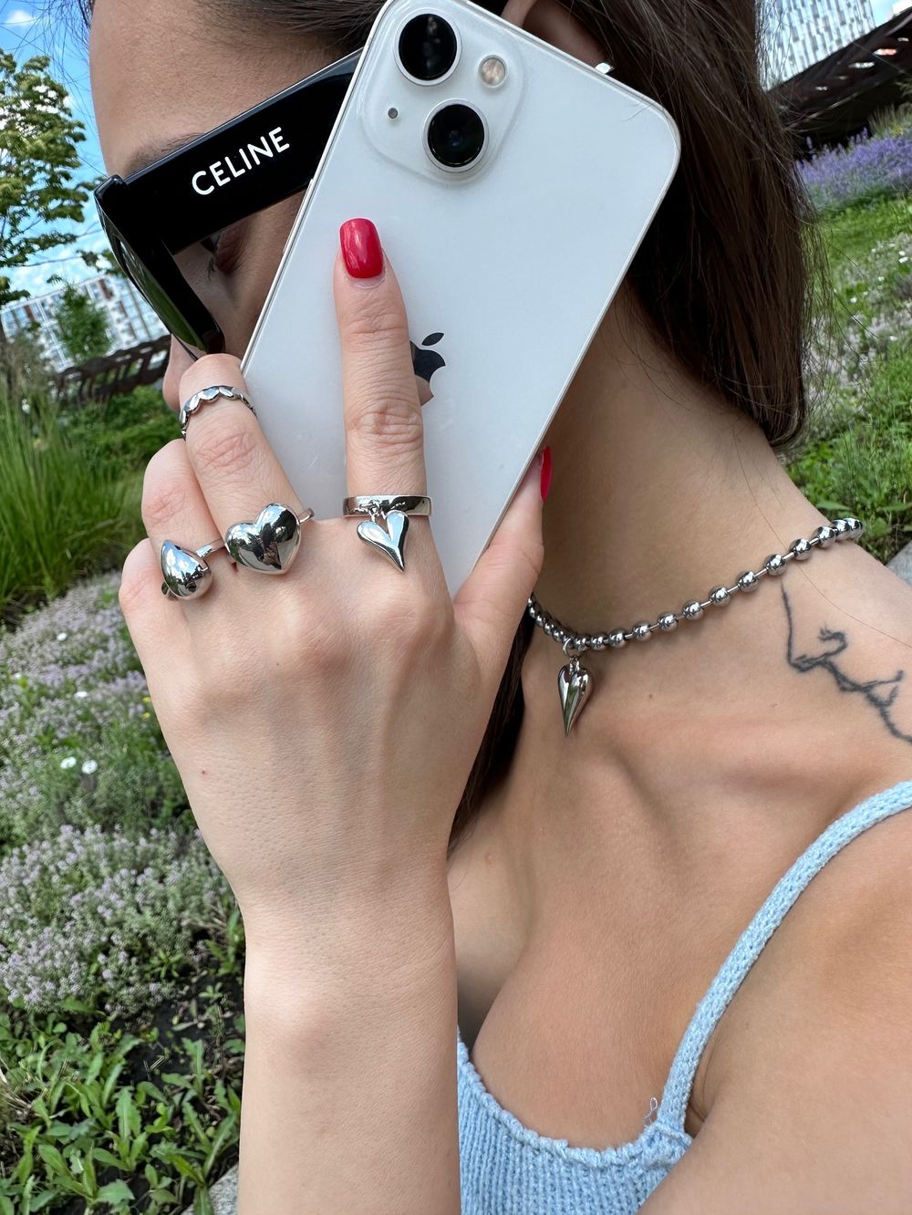 Колье из гематита Big heart