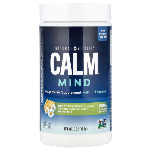 Natural Vitality, CALM®, Mind, добавка с магнием и L-теанином, смесь для приготовления напитка, мед и ромашка, 168 г (6 унций)