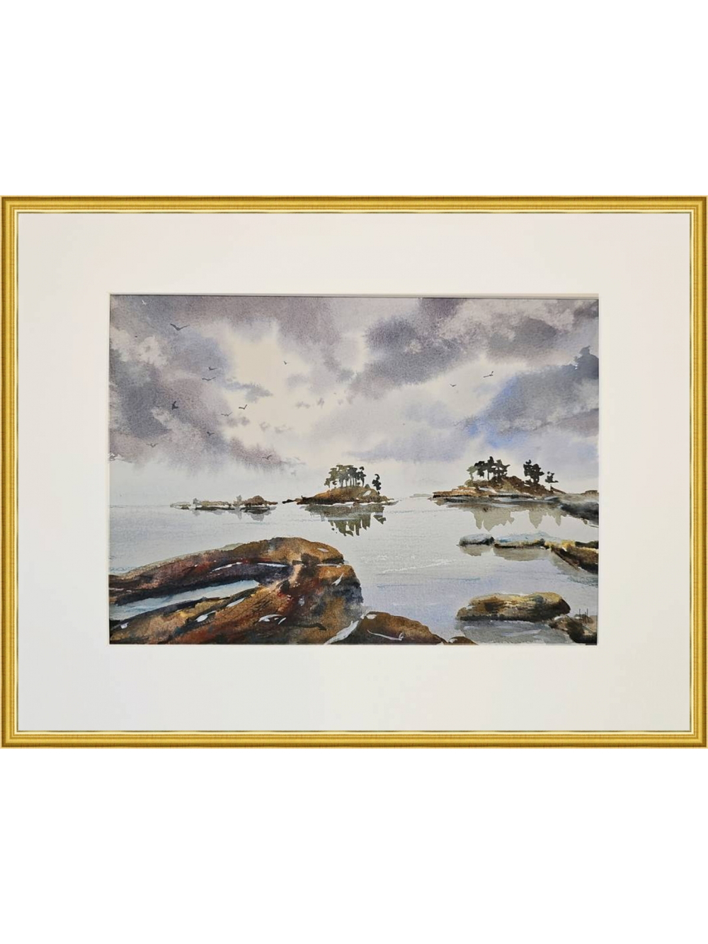 Картина авторская акварельная в паспарту 30х40 см на стену для интерьера "Ладога суровая! Ладога любимая!