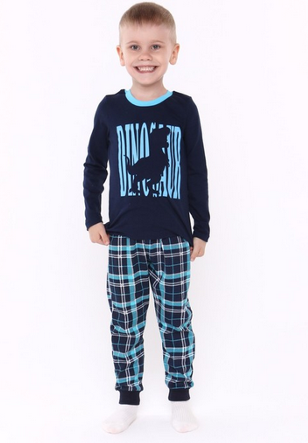 Пижама для мальчиков Dinosaur, голубой/т.синий, р. 104-110 см 9383301