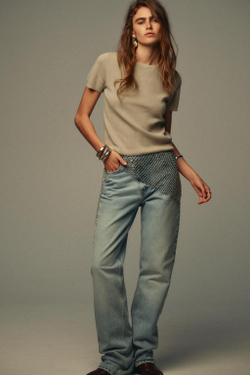 ZARA ОДНОТОННЫЙ ТОП С КОРОТКИМИ РУКАВАМИ, КАМЕННО-СЕРЫЙ