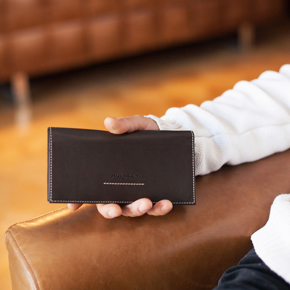 Кожаный длинный кошелек Eclair Bicolor темно-коричневого цвета