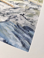 Картина авторская акварельная в паспарту 30х40 см на стену для интерьера "Тут родились Муми-тролли"