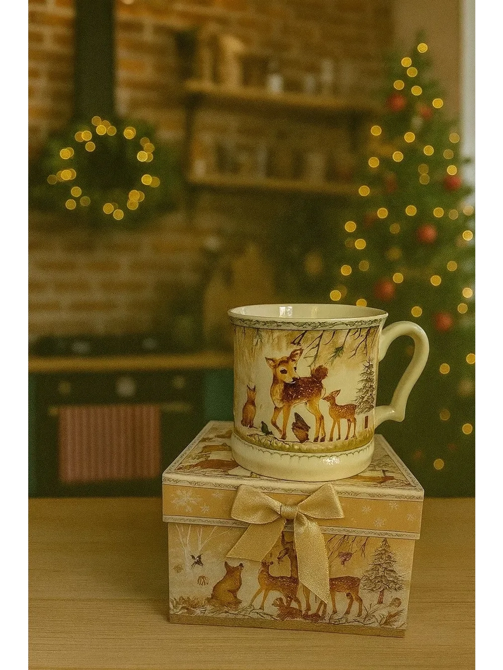 Новогодний подарочный бокал с изображением зверушек