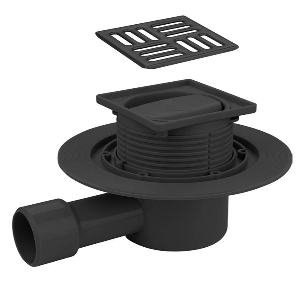 Трап ViEiR с сухим затвором (ЧЕРНЫЙ)  10х10 УГЛОВОЙ  (8/1шт)