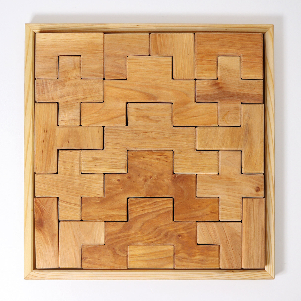 Деревянный конструктор "Лесенки" не окрашенный, поддон, 19 деталей