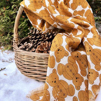 Шаль 120*120см, ТЭДДИ на белом