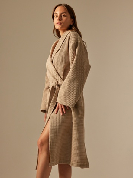 Халат вафельный женский SL HOME: Basic «Саббиа», размер 46-48, коричневый